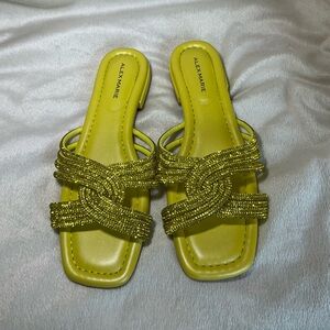 NEW Alex Marie “Freesia” Twist Neon Yellow Rhinestone Flats NWT